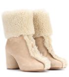 Maison Margiela Suede And Shearling Ankle Boots