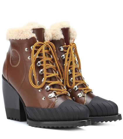 Chlo Rylee Leather And Shearling Boots