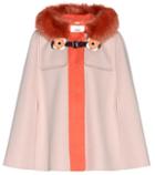 Fendi Fur-trimmed Wool Cape