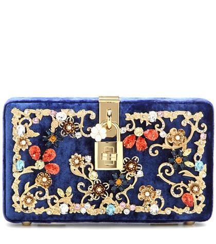Saint Laurent Dolce Box Embellished Velvet Box Clutch