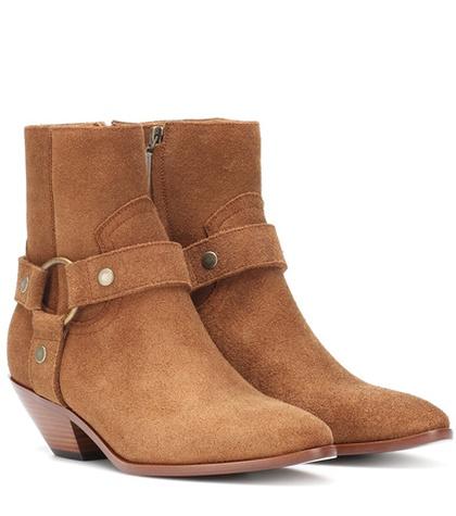 Saint Laurent West Harness Suede Ankle Boots