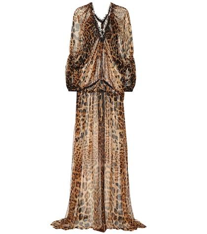 Saint Laurent Leopard Silk Maxi Dress