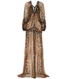 Saint Laurent Leopard Silk Maxi Dress