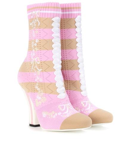 Fendi Stretch-knit Ankle Boots