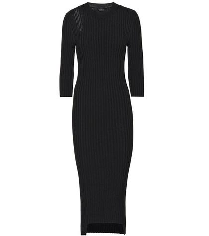 Salvatore Ferragamo Cotton-blend Ribbed Knit Midi Dress