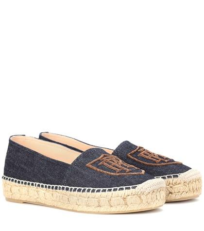 Tory Burch Embellished Denim Espadrilles