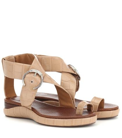 Balenciaga Wanda Embossed Leather Sandals