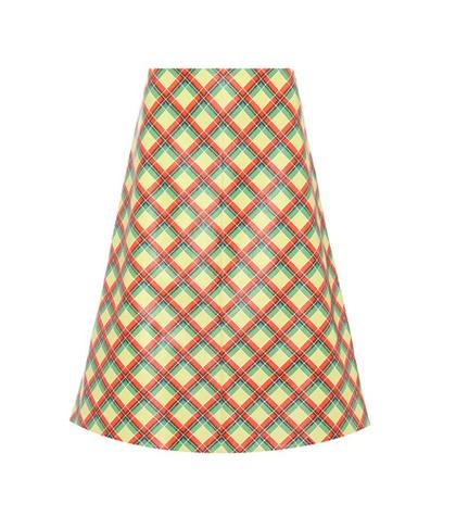 Roger Vivier Plaid Leather Skirt