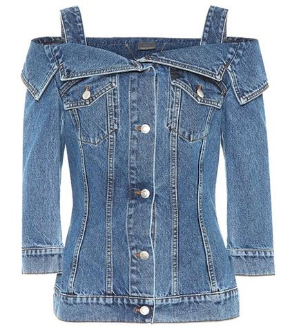 Alexander Mcqueen Off-the-shoulder Denim Jacket