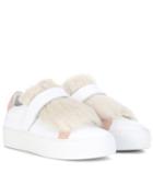 Moncler Victoire Fur-trimmed Leather Sneakers