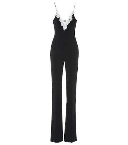 David Koma Lace-trimmed Crêpe Jumpsuit