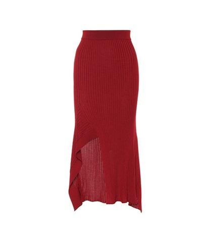 Stella Mccartney Ribbed Wool And Silk Skirt