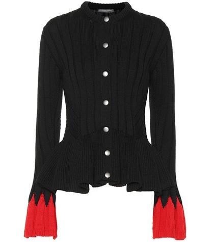 Alexander Mcqueen Wool-blend Peplum Cardigan