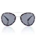 Le Specs Valentino Embellished Aviator Sunglasses