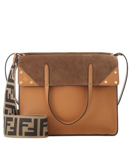 Fendi Flip Leather And Suede Shoulder Bag