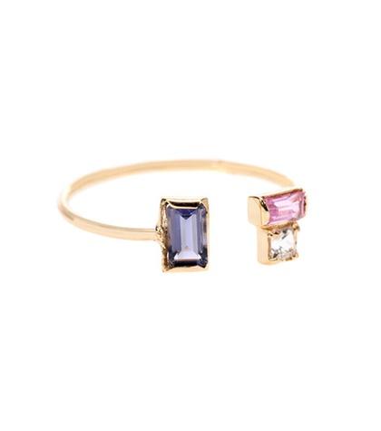 Loren Stewart Multicoloured Structure 14kt Yellow Gold Open Band Ring