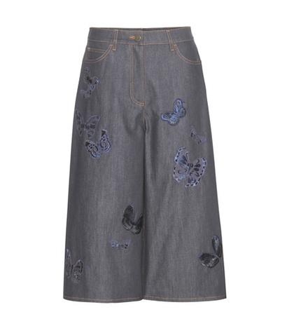 Burberry Embroidered Denim Culottes
