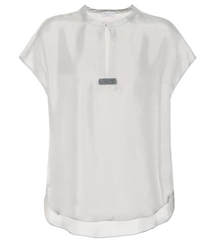 Brunello Cucinelli Embellished Silk Twill Top