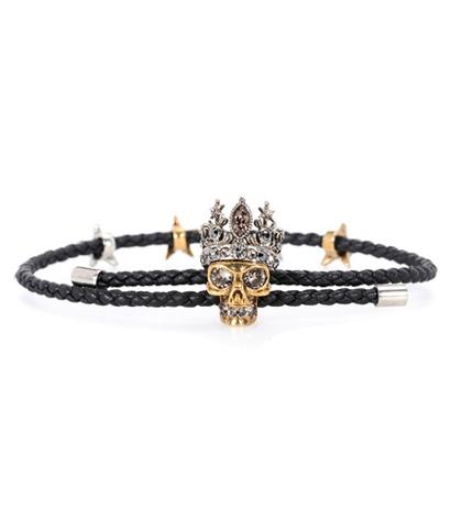 Alexander Mcqueen Embellished Leather Bracelet