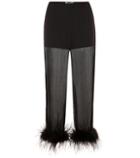 Valentino Feather-trimmed Silk-chiffon Trousers