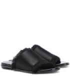 Carolina Herrera Satin And Leather Slides
