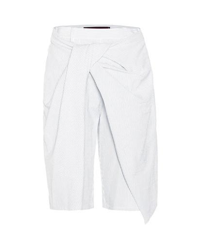 Sies Marjan Draped Striped Cotton Shorts