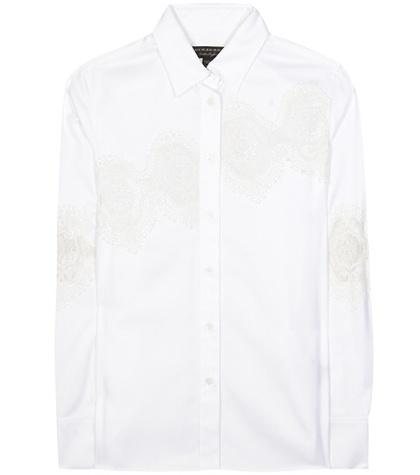 Roberto Cavalli Lace-panelled Herringbone Shirt