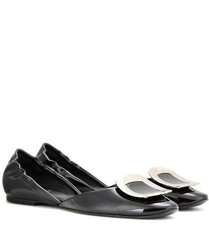 Velvet Patent Leather Ballerinas
