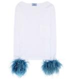 Valentino Feather-embellished White Cotton Top