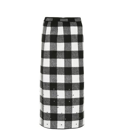 N21 Checked Wool-blend Midi Skirt