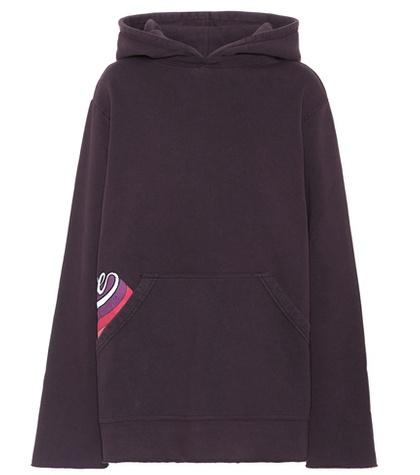 Self-portrait Printed Cotton Hooded Sweatshirt