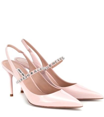 J Brand Embellished Slingback Leather Pumps