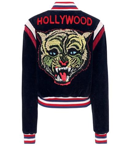 Gucci Embroidered Corduroy Bomber Jacket