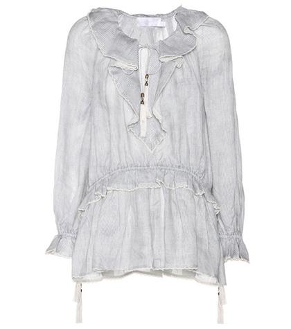 Miu Miu Ruffled Linen Blouse