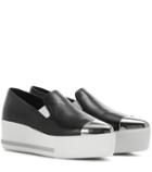 Closed Leather Slip-on Platform Sneakers