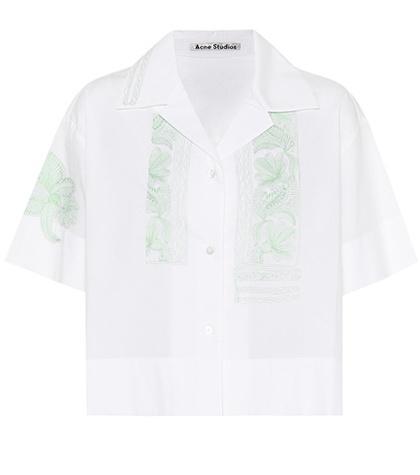 Miu Miu Livvi Pop Embroidered Cotton Top
