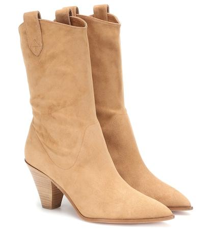 Aquazzura Boogie Cowboy 70 Suede Ankle Boots