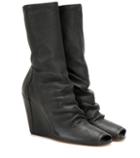 Rick Owens Peep-toe Leather Wedge Boots