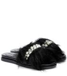 Stella Mccartney Embellished Faux-fur Slides