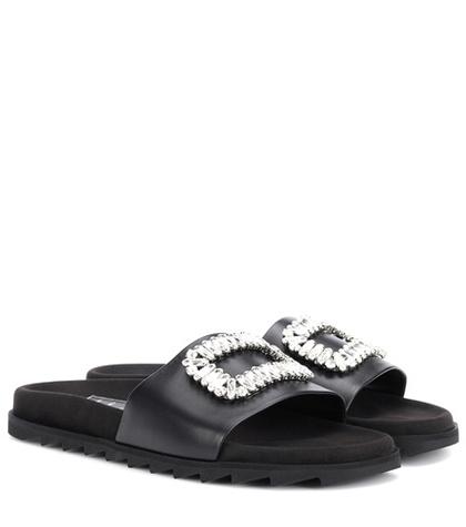 Roger Vivier Pool Slidy Leather Slides