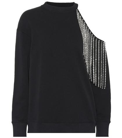 Christopher Kane Rhinestone Cutout Cotton Sweatshirt