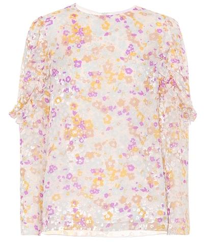 See By Chlo Flocked Velvet Printed Silk Top