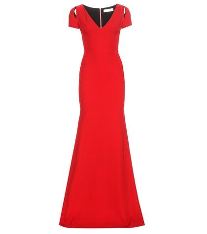 Victoria Beckham Shoulder Slit Wool And Silk Dress