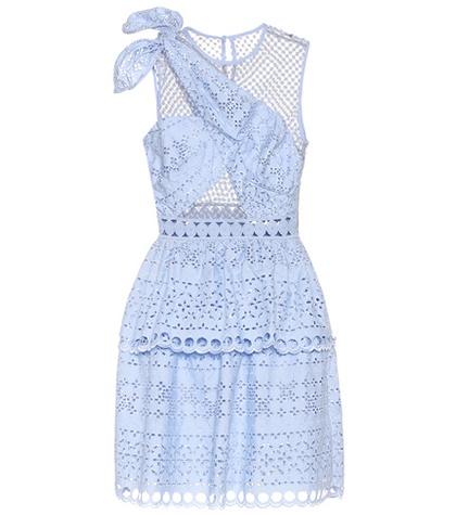 Self-portrait Shoulder Knot Lace Mini Dress