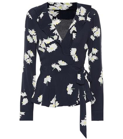 Ganni Silvery Crêpe Floral Top