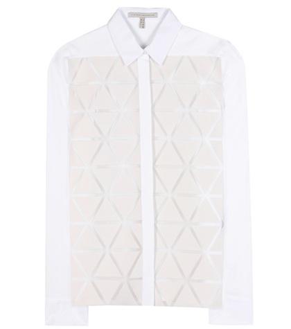 Stella Mccartney Triangle-appliquéd Silk And Wool-blend Crepe Shirt