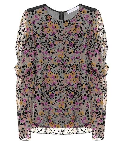 Gucci Flocked Velvet Printed Silk Top