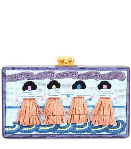 Oscar De La Renta Jean Panel Luau Box Clutch