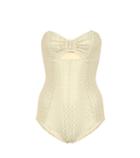 Lisa Marie Fernandez Buckle Bandeau Seersucker Swimsuit