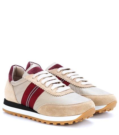 Brunello Cucinelli Suede And Satin Sneakers